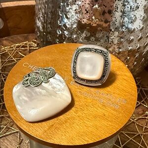 Elegant Silver and Cream Jewelry Set